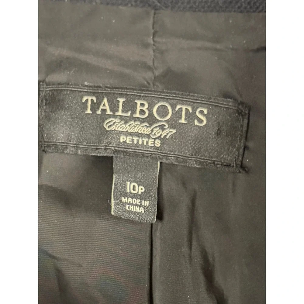 Talbots Jacket‎ Cotton Twill Black Buttons Tailored Women 10P Petite Preppy EUC